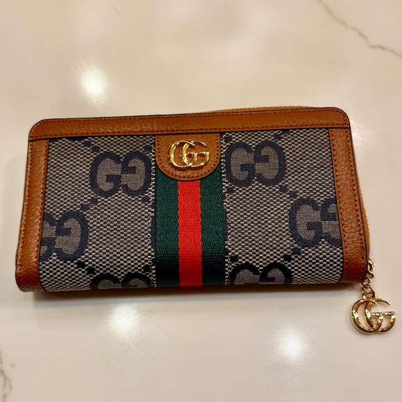 GG Ophidia zip-around wallet in beige and dark brown Supreme (Read Description) - Picture 1 of 7